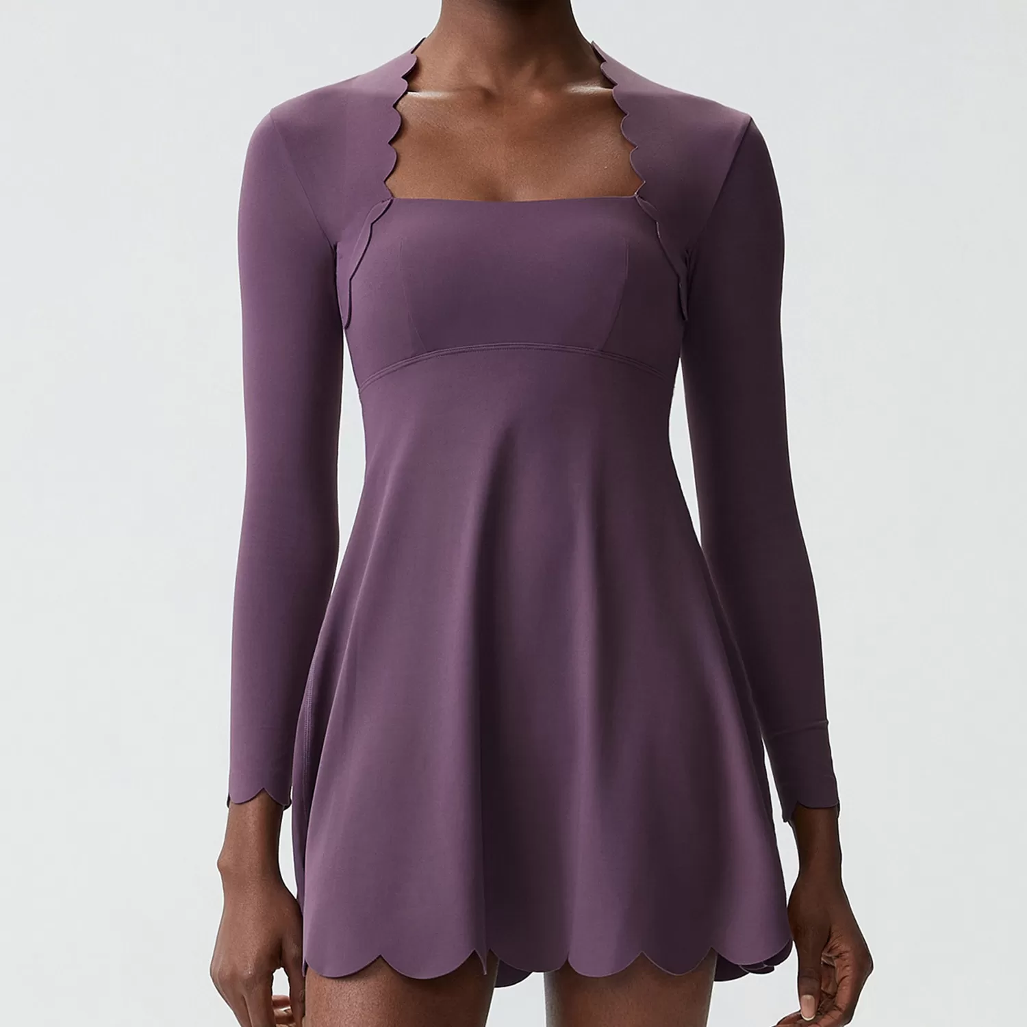 Sports Wear Wave Edge Collar Long Sleeves Skirts Fitness Women Gym Tennis Skirts FGBLT682