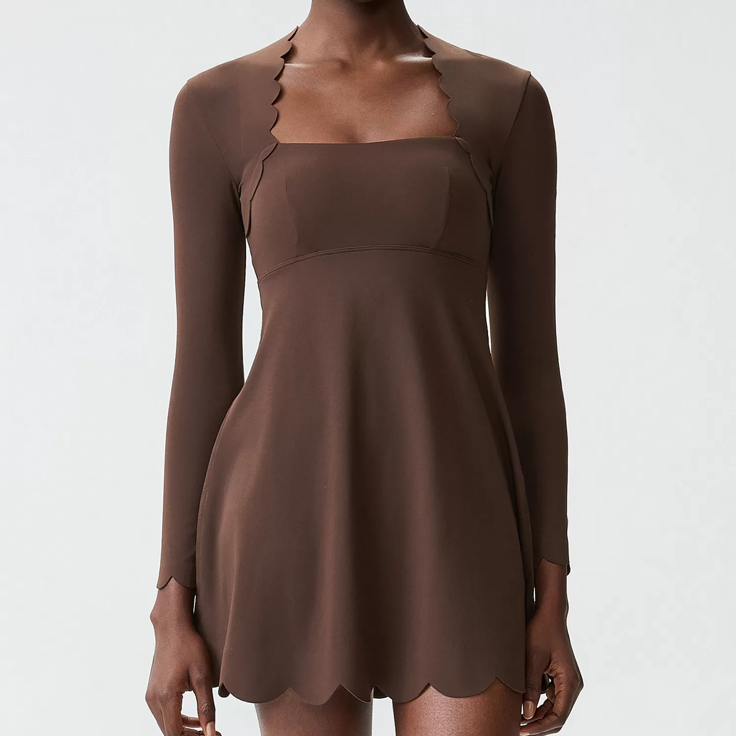 Sports Wear Wave Edge Collar Long Sleeves Skirts Fitness Women Gym Tennis Skirts FGBLT682