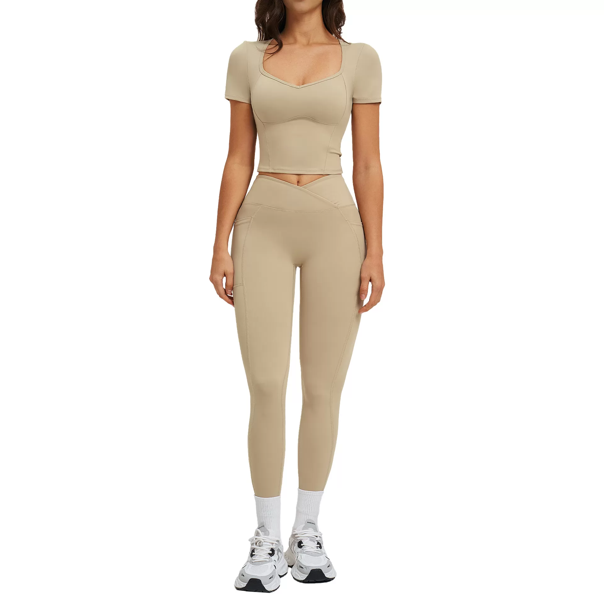 Activewear Women Workout SetSports Outfit Short Sleeve T Shirt 2pcs Yoga Sets Yoga Leggings Gym Fitness Sets FGBTZ2539