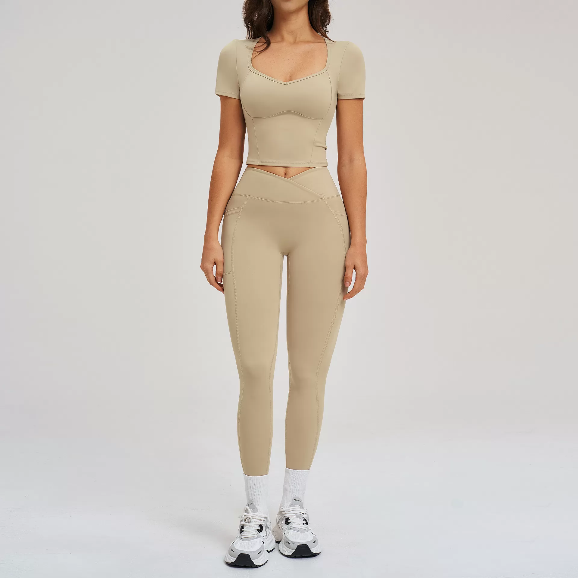 Activewear Women Workout SetSports Outfit Short Sleeve T Shirt 2pcs Yoga Sets Yoga Leggings Gym Fitness Sets FGBTZ2539