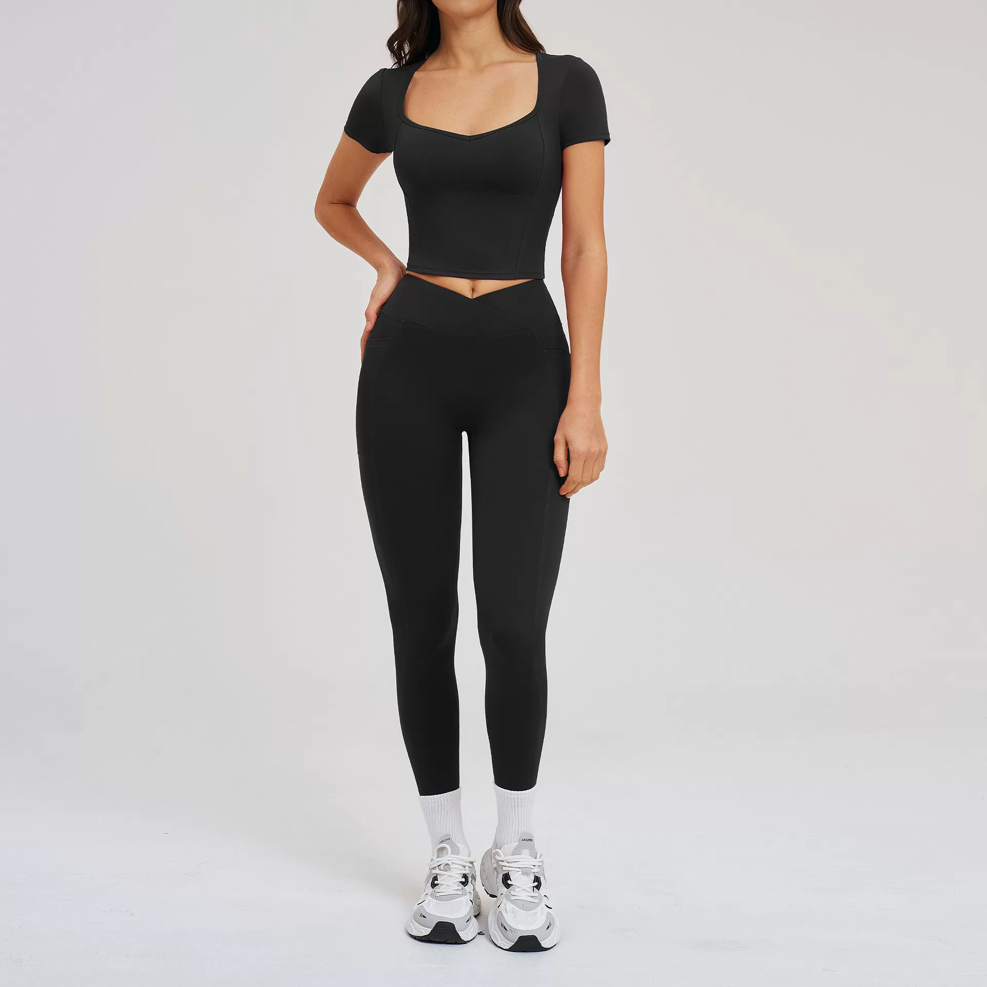 Black short sleeves+leggings