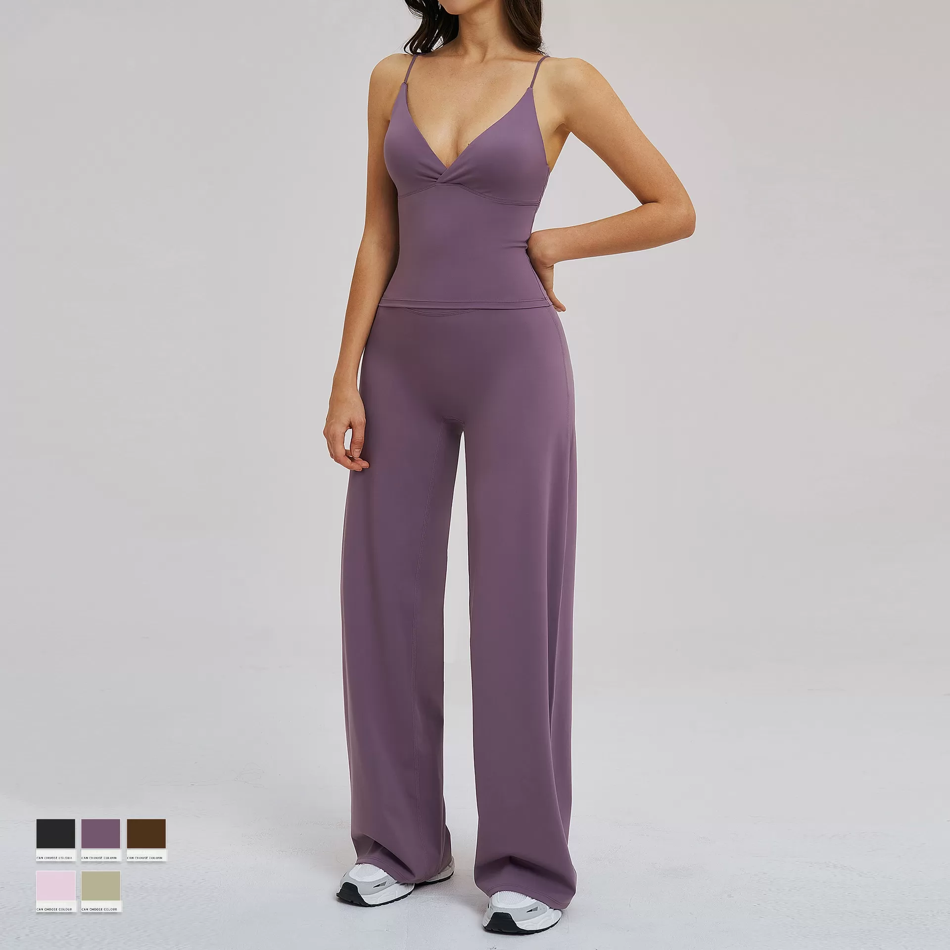 Gym Activewear Sets Nylon and Spandex Gym Clothes Female Fitness WearWide Leg Yoga Sets  FGBTZ5544