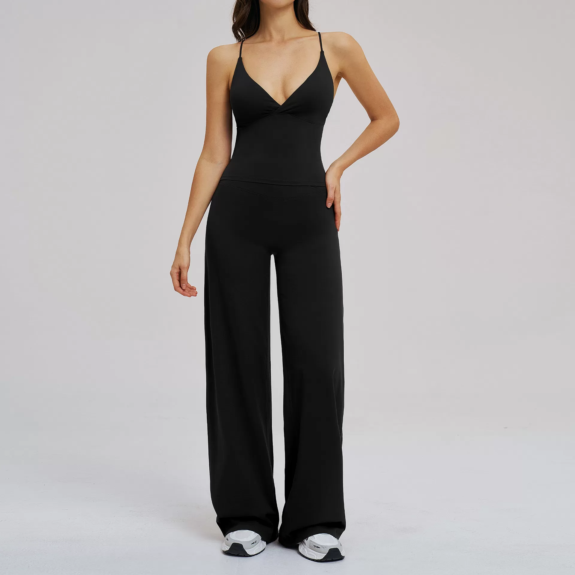 Gym Activewear Sets Nylon and Spandex Gym Clothes Female Fitness WearWide Leg Yoga Sets  FGBTZ5544