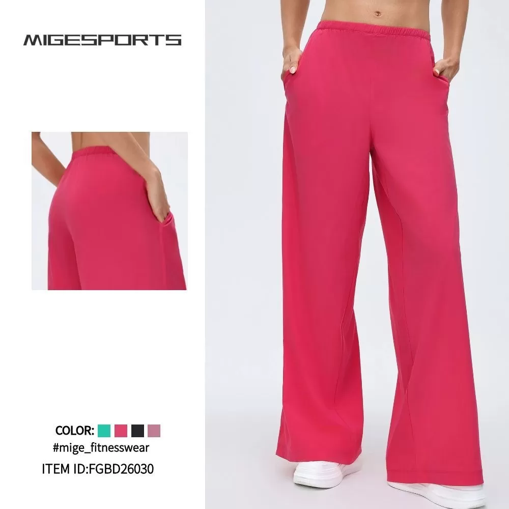 Womens Running Trousers Loose Wide Leg Sports Casual Fitness Sweatpants Yoga Pant FGBD26030