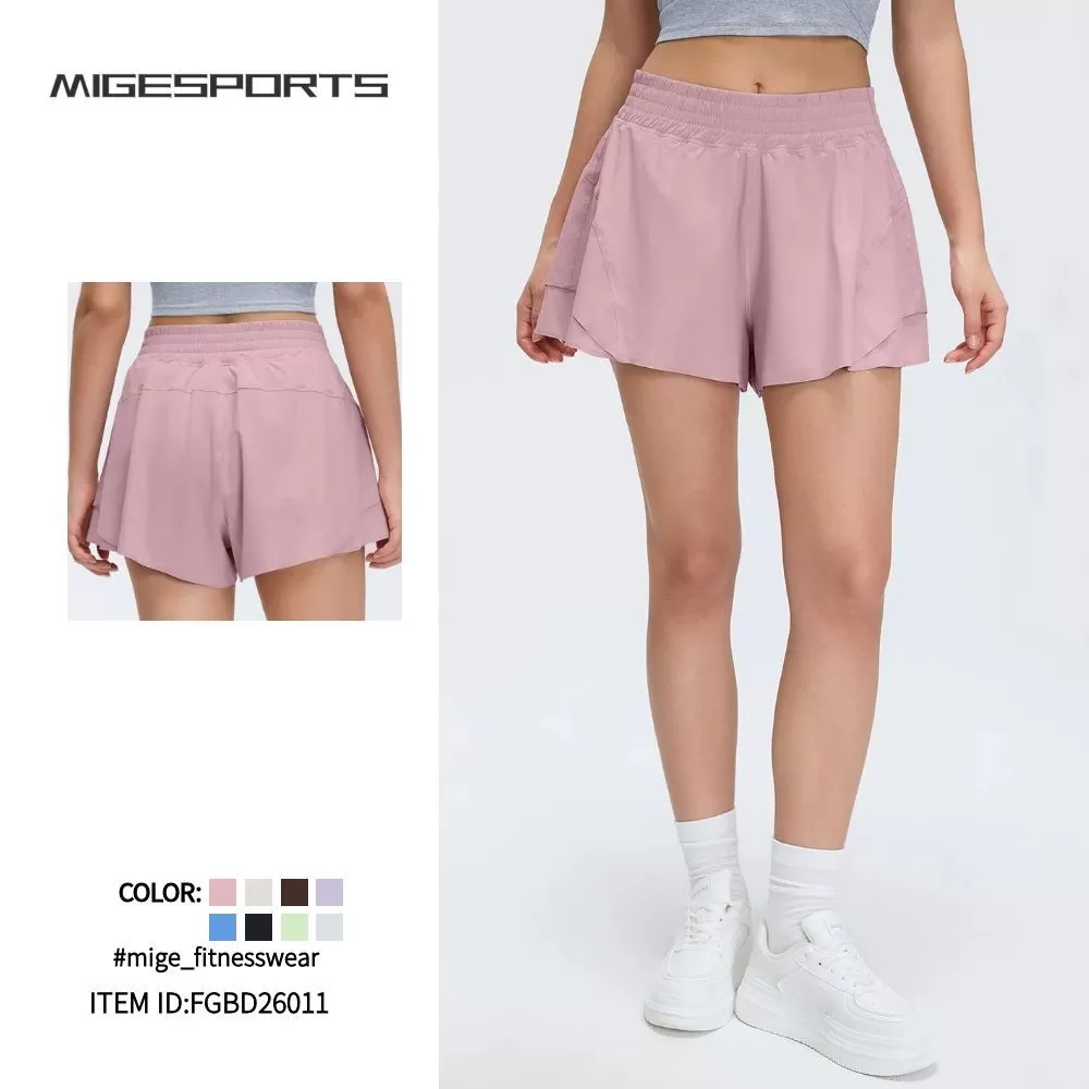 Women's Yoga Shorts Pants Quick Dry Polyester Workout Elastic Waist Women Sport Running Shorts FGBD26011