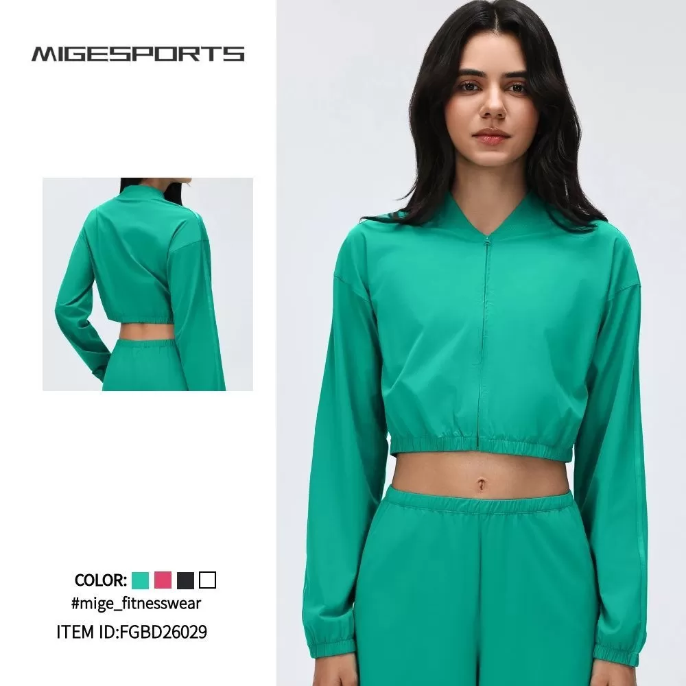 Running Sports Jacket Short Zipper Yoga Jacket Women's Sportswear FGBD26029