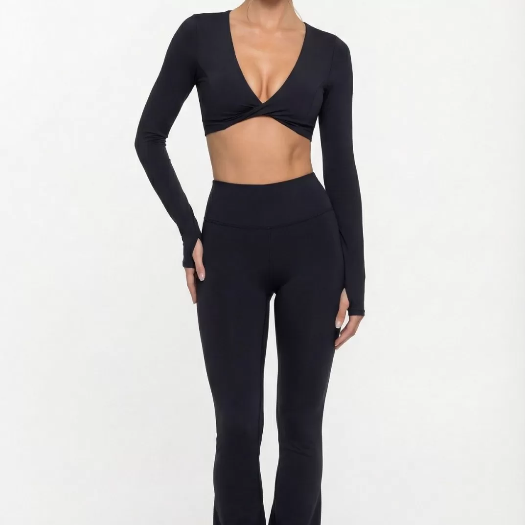 Yoga Sports Wear Long Sleeves Tops Pants Two Pieces Set Ropa Gym Tracksuits Workout Pants Yoga Bras Underwear Womens Clothing FGB8836