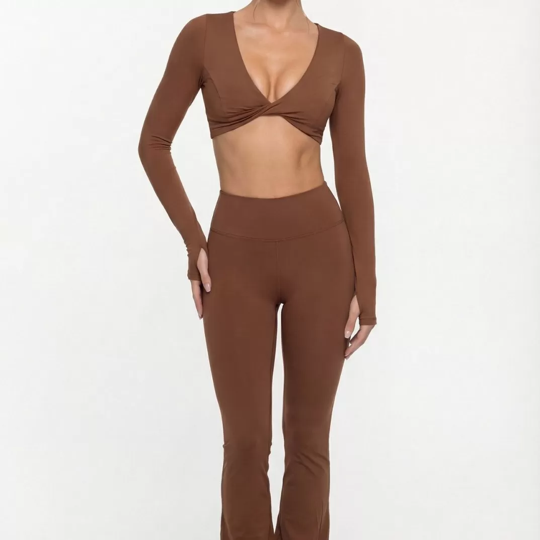 Yoga Sports Wear Long Sleeves Tops Pants Two Pieces Set Ropa Gym Tracksuits Workout Pants Yoga Bras Underwear Womens Clothing FGB8836