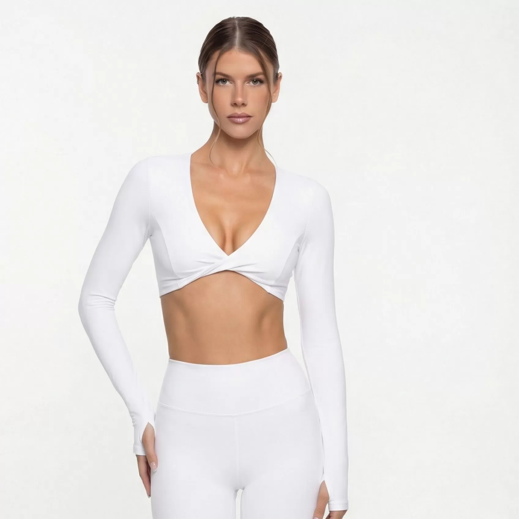 Yoga Sports Wear Long Sleeves Tops Pants Two Pieces Set Ropa Gym Tracksuits Workout Pants Yoga Bras Underwear Womens Clothing FGB8836