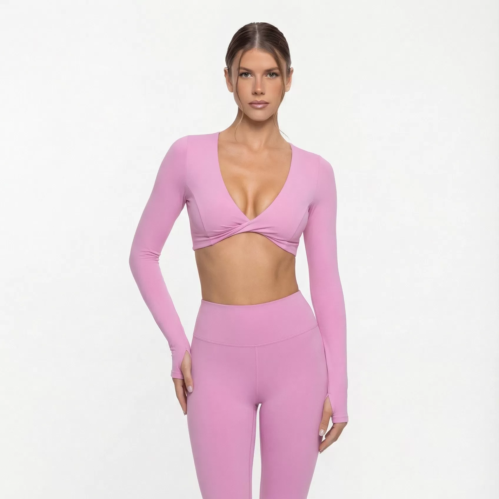 Yoga Sports Wear Long Sleeves Tops Pants Two Pieces Set Ropa Gym Tracksuits Workout Pants Yoga Bras Underwear Womens Clothing FGB8836