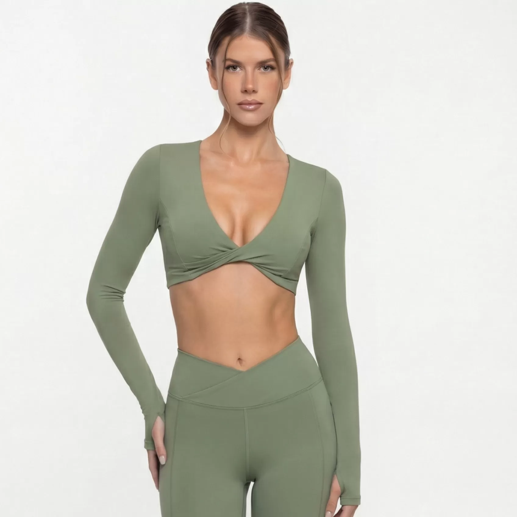 Yoga Sports Wear Long Sleeves Tops Pants Two Pieces Set Ropa Gym Tracksuits Workout Pants Yoga Bras Underwear Womens Clothing FGB8836