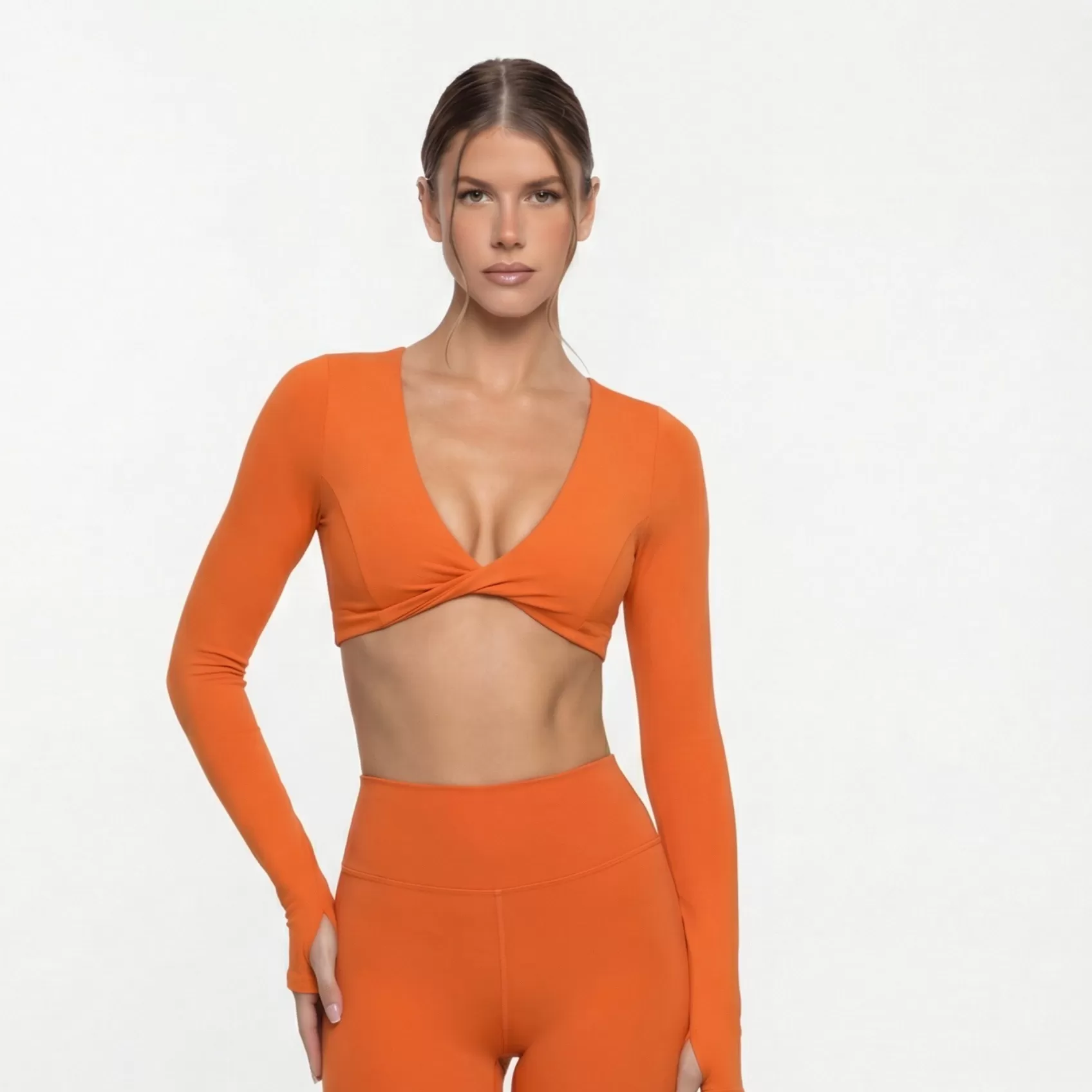 Yoga Sports Wear Long Sleeves Tops Pants Two Pieces Set Ropa Gym Tracksuits Workout Pants Yoga Bras Underwear Womens Clothing FGB8836