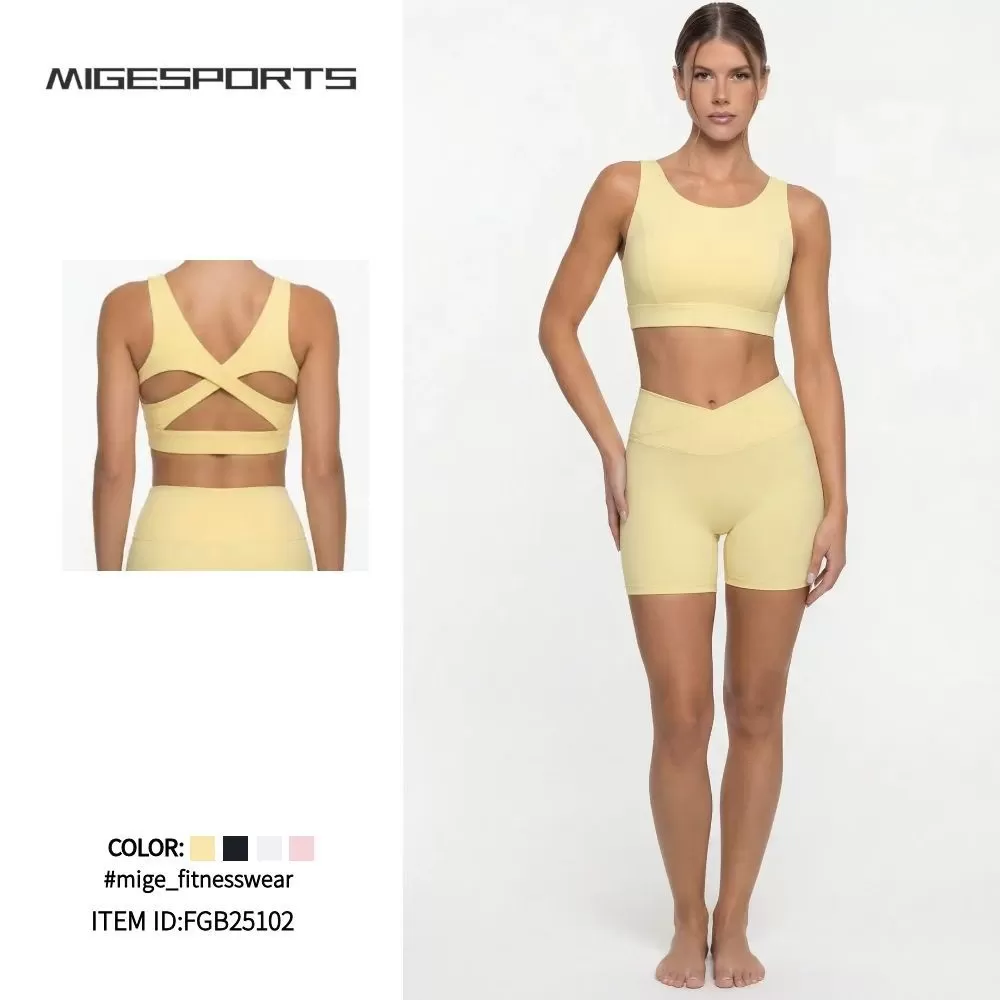 Yoga Sets Fitness Women Women 2 Pieces Short Yoga Set Workout Yoga Short and Singlets Sets for Women FGB25102