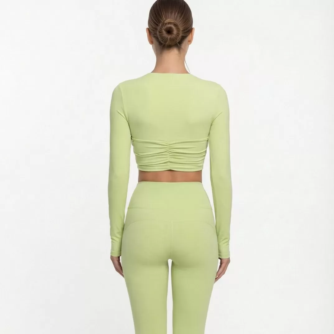 Women's 2-Piece Sport Gym Set Long Sleeves Tops and Leggings for Yoga Workout Fitness and Workout Clothes FGB25113