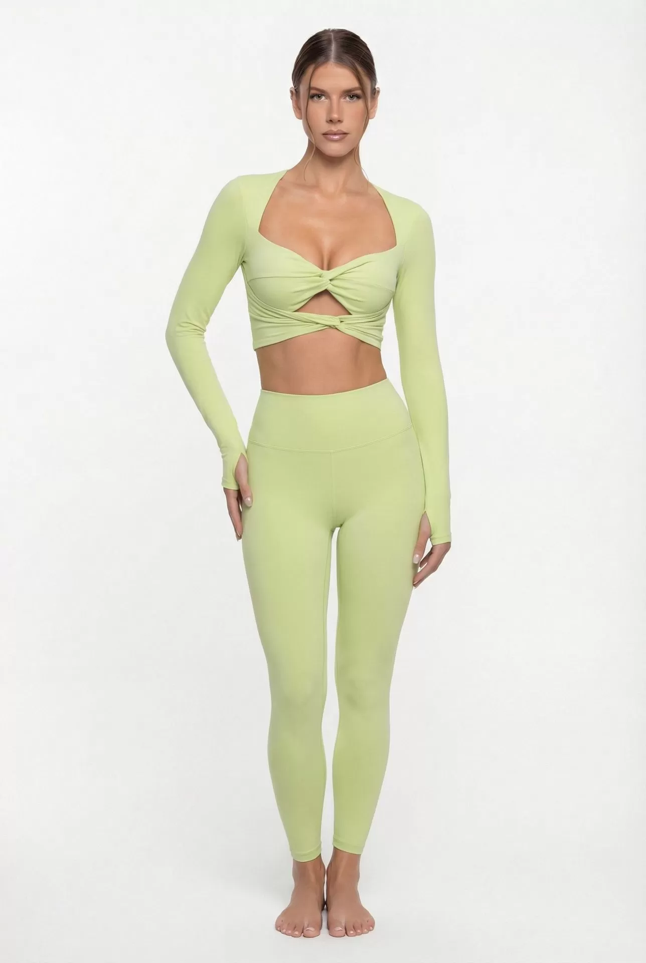 Women's 2-Piece Sport Gym Set Long Sleeves Tops and Leggings for Yoga Workout Fitness and Workout Clothes FGB25113