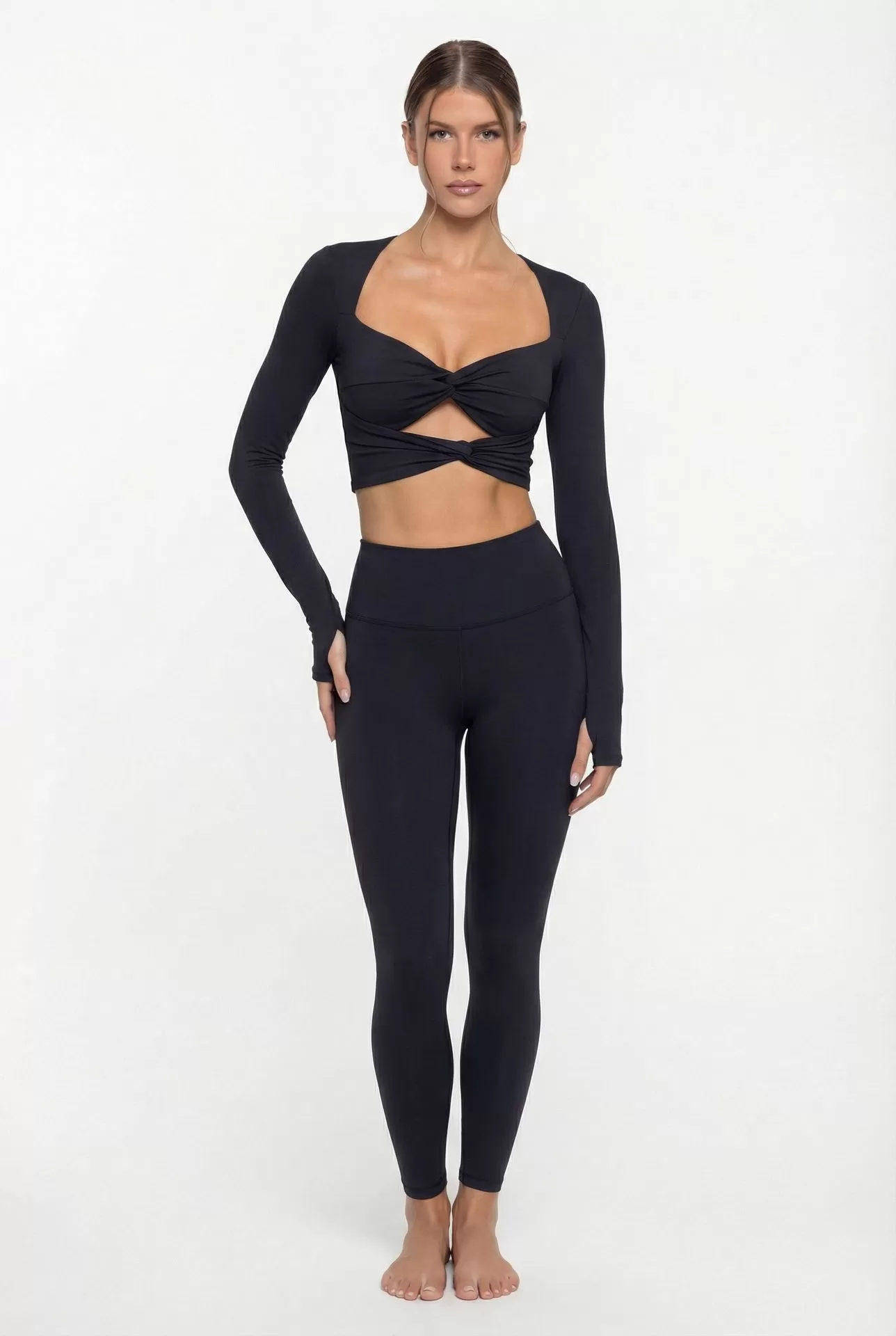 Black long sleeves tops+leggings