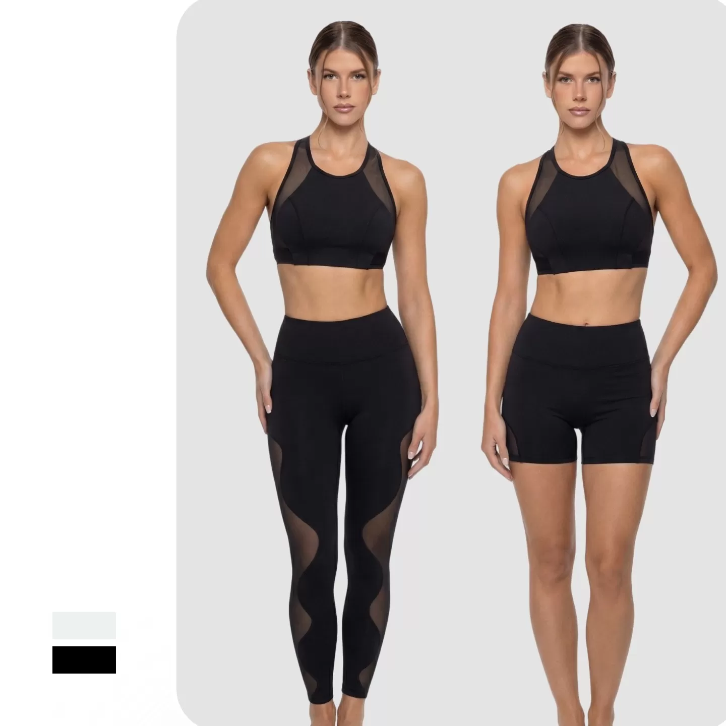 Activewear Mesh Style Bra Tops With Tight Hip Lifting Leggings Fitness Sports Pants Yoga Sets for Women FGB25126