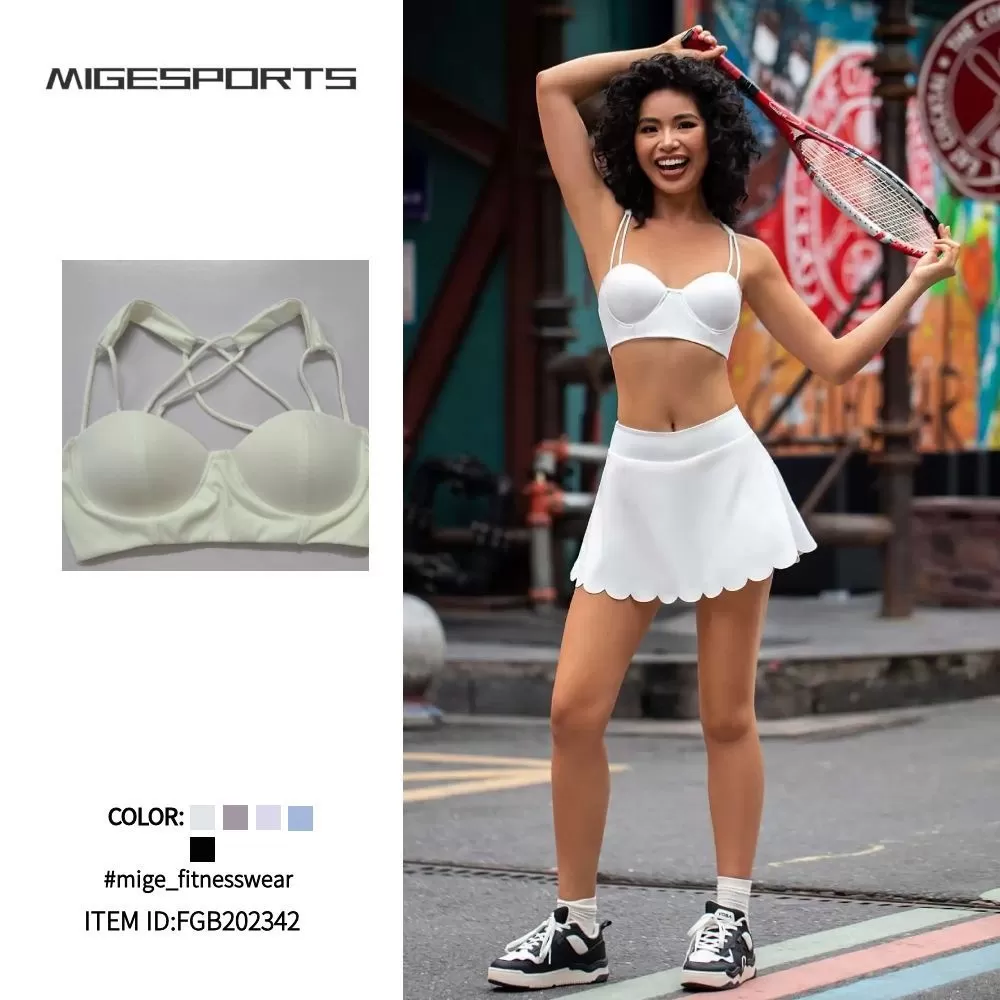 Women Clothing Yoga Tracksuit Skirt Set Active Wear Workout Athletic Gym 2 Piece Yoga Sport Sets Sports Bra and Skirt FGB202342