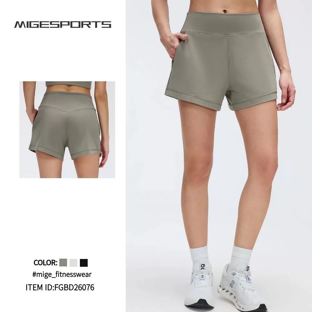 Women's Yoga Shorts Lightweight Sports Outdoor Running Nylon Spandex Shorts FGBD26076