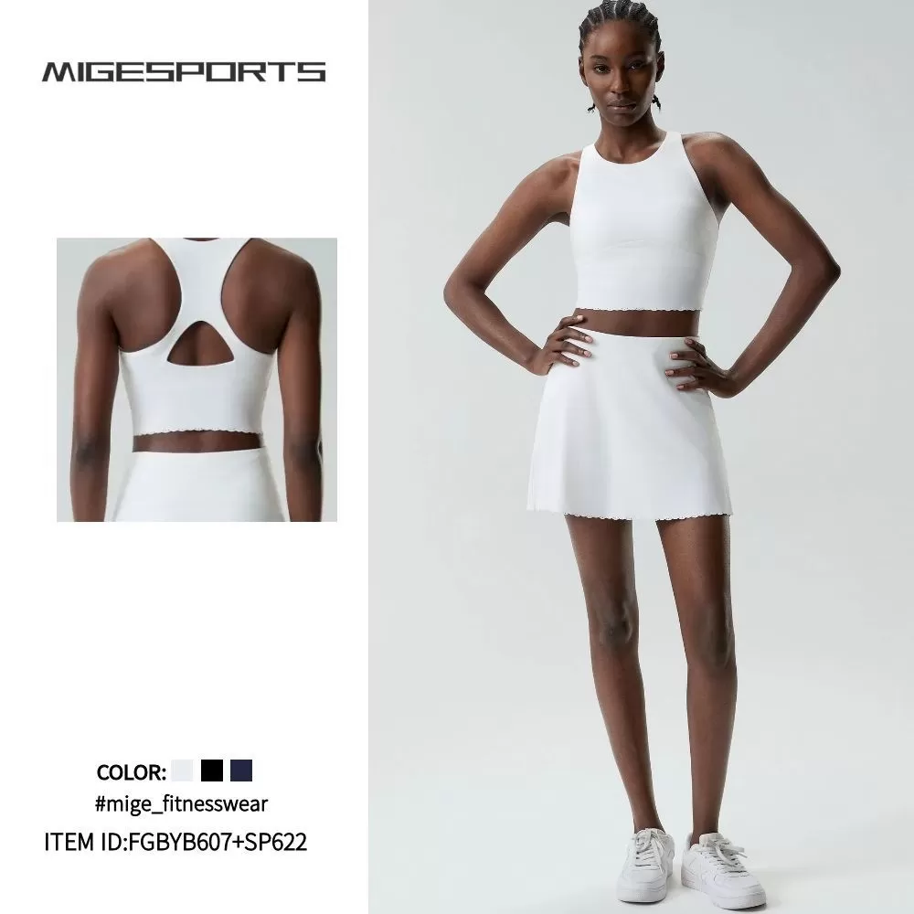 Yoga Women Workout Bra and Skirts Two Piece Fitness Yoga Outfit Sport Set Women FGBYB607+SP622