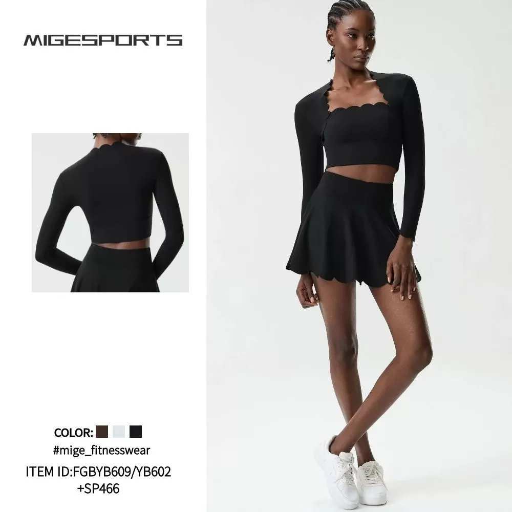 Workout Wear Yoga Sets Gym Fitness Wear Sports Bra Skirts Set FGBYB609/YB602+SP466