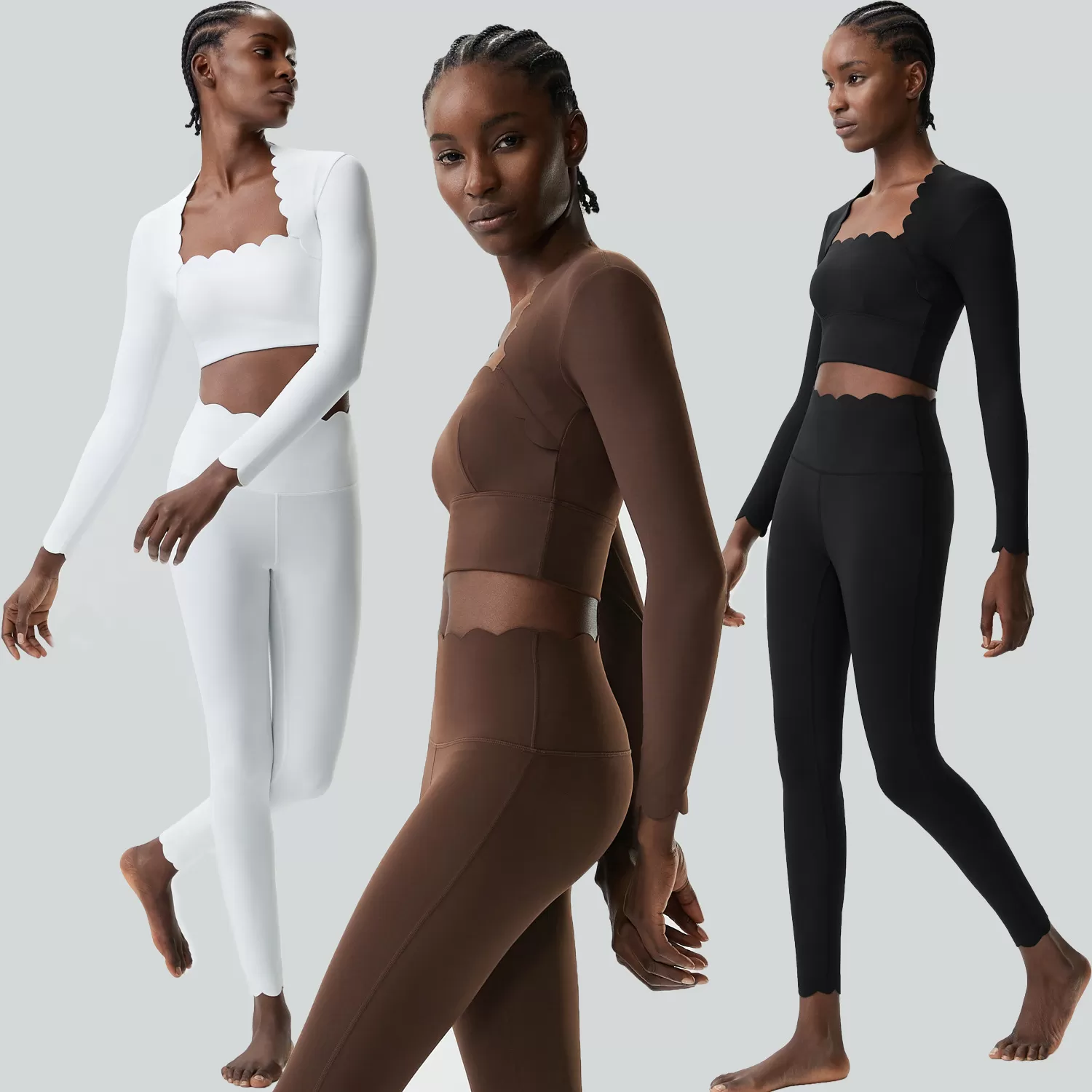 Long Sleeve 3 Piece Yoga Set 4 Way Stretchable Gym Fitness 3 Piece Yoga Sets for Women FGBYB609/YB602+LP447