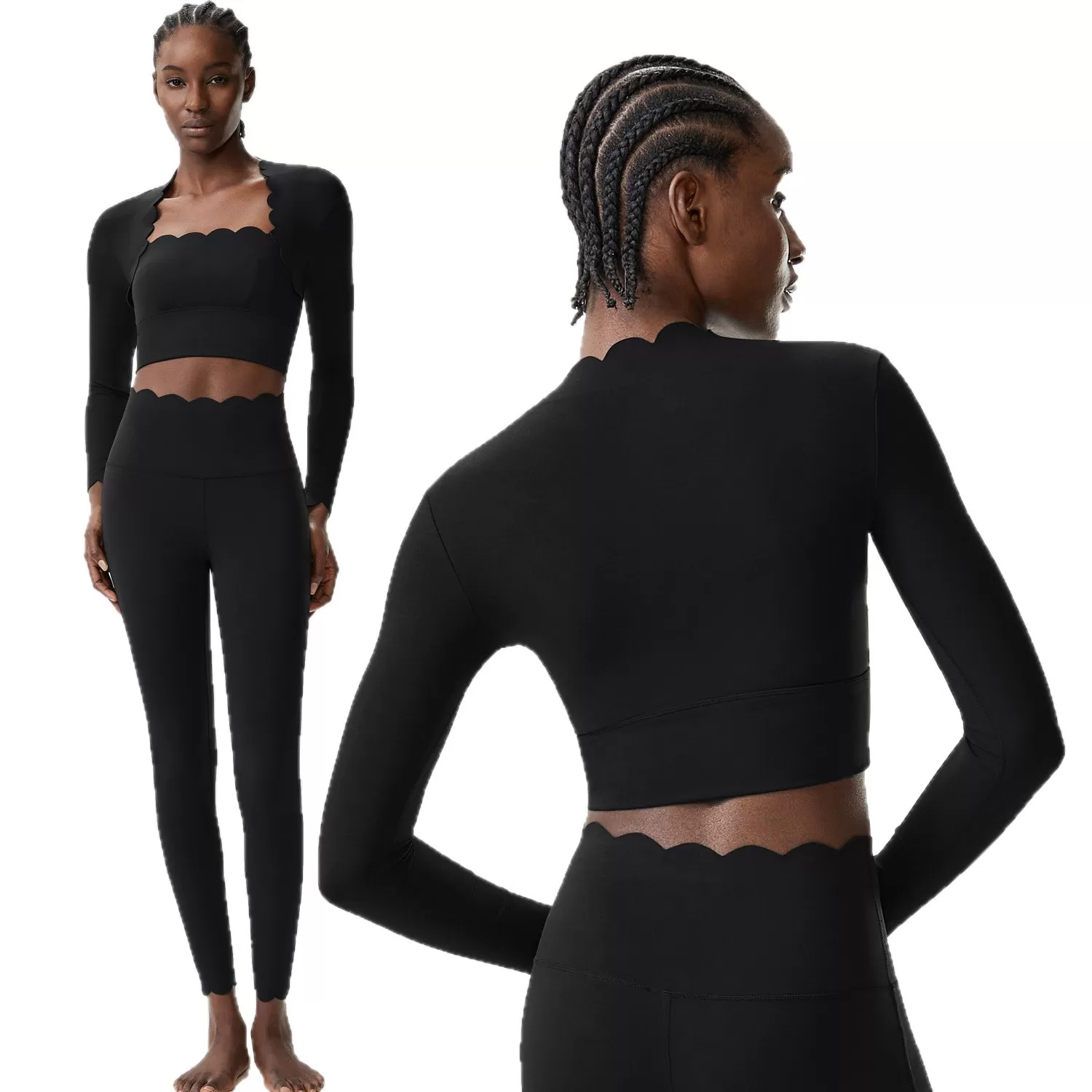 Long Sleeve 3 Piece Yoga Set 4 Way Stretchable Gym Fitness 3 Piece Yoga Sets for Women FGBYB609/YB602+LP447