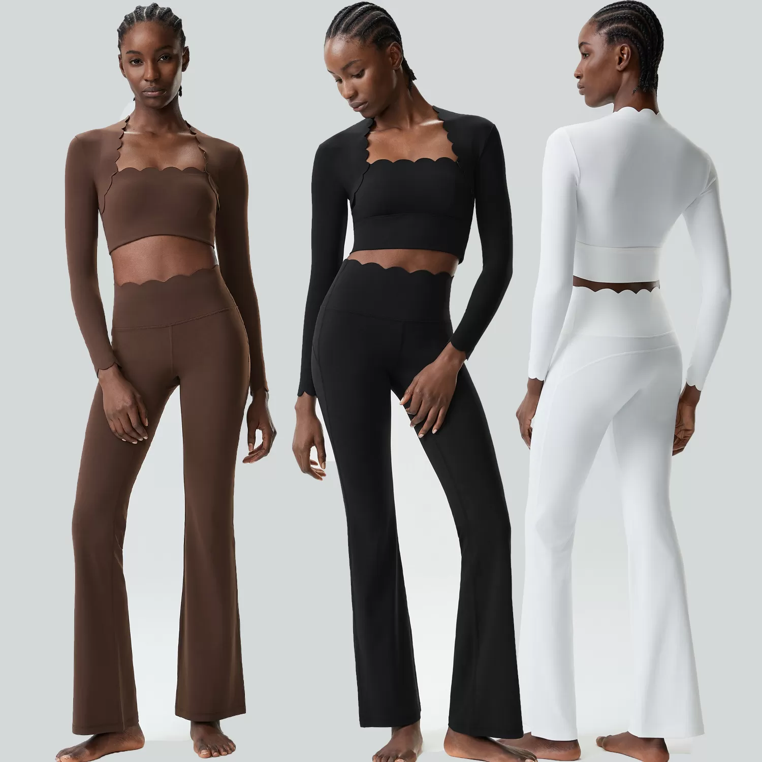 Women Running Tracksuit Long Sleeve Gym Fitness Clothes Workout Top High Waist Yoga Pants Set for Women FGBYB609/YB602+LP641