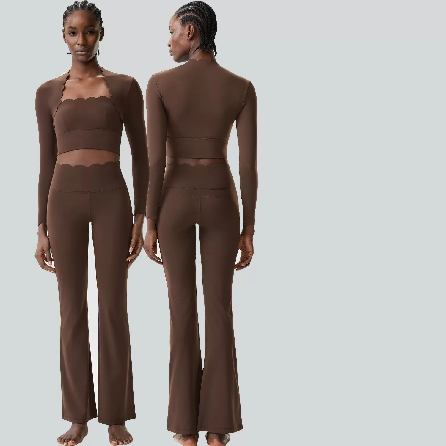 Women Running Tracksuit Long Sleeve Gym Fitness Clothes Workout Top High Waist Yoga Pants Set for Women FGBYB609/YB602+LP641