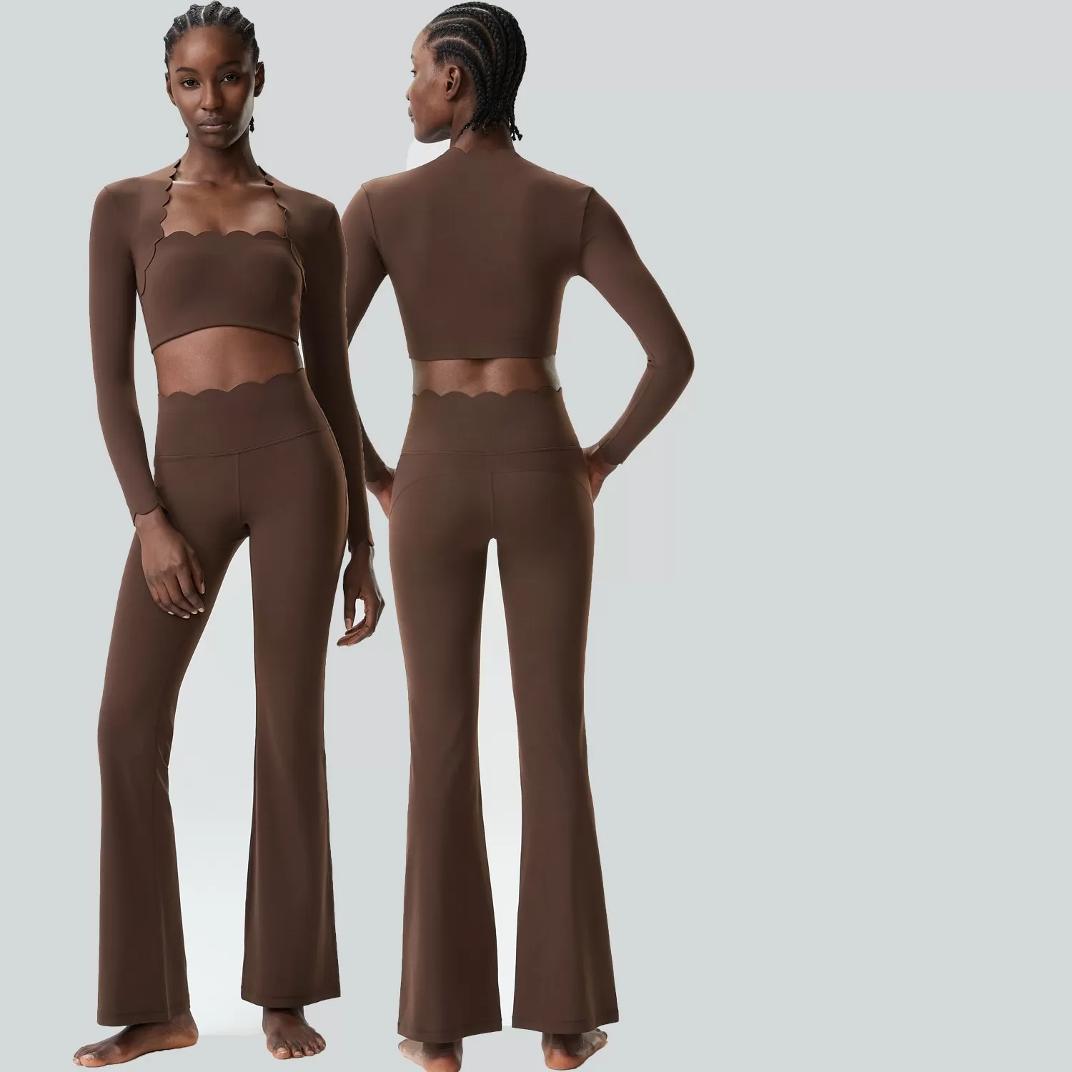 Women Running Tracksuit Long Sleeve Gym Fitness Clothes Workout Top High Waist Yoga Pants Set for Women FGBYB609/YB602+LP641