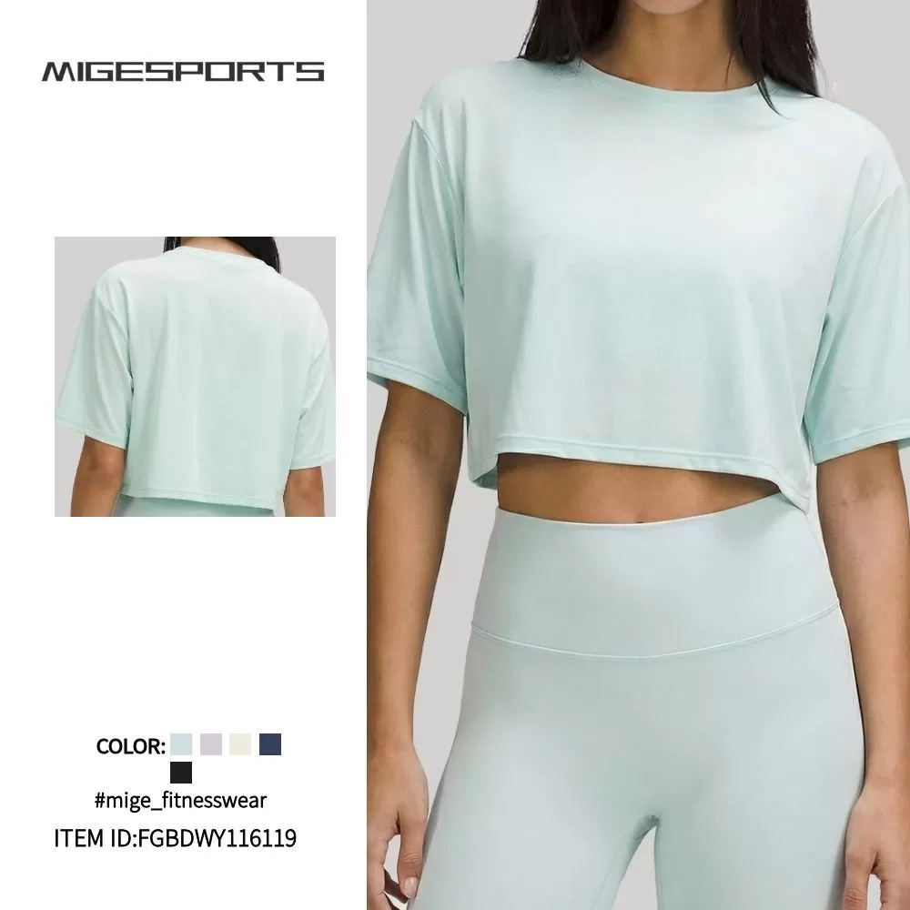 Top Loose Breathable Sports Women Absorption Sweat Running Fitness Short Sleeve FGBDWY116119