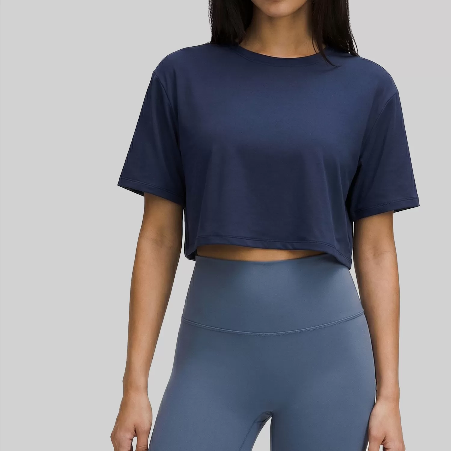 Dark blue short sleeves tops