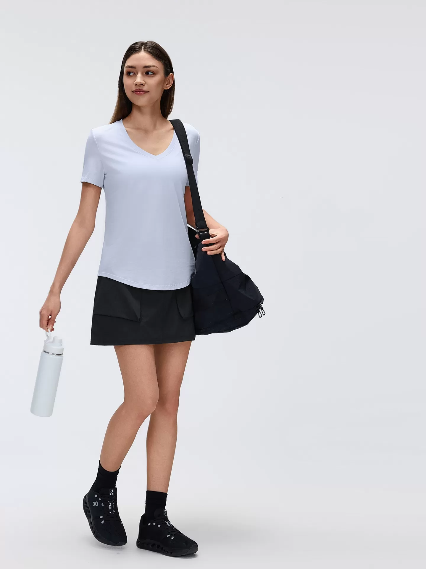 Breathable Quick Drying Loose Fitting Sports Top Versatile Slim Fit Solid Color Fitness Women's Sports Short Sleeves FGBD26087