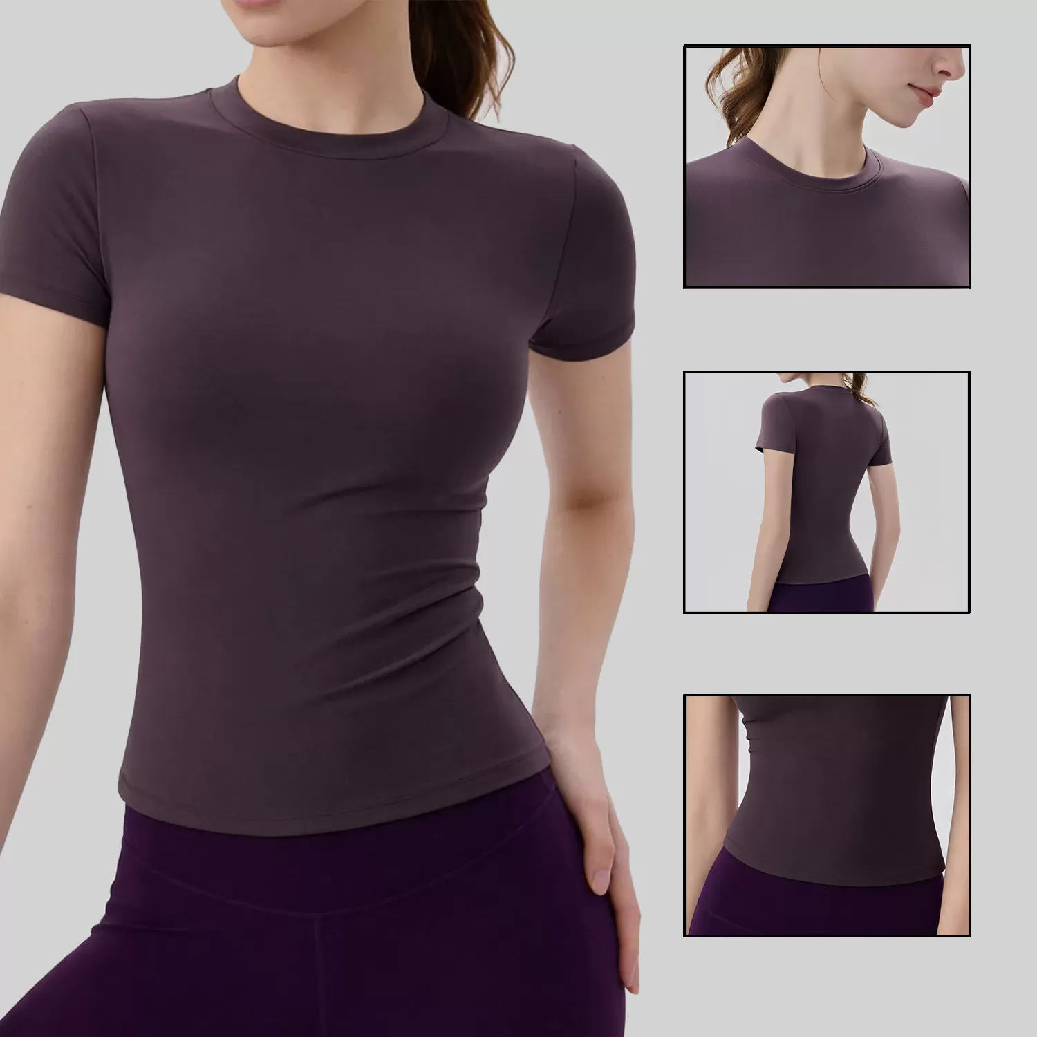 Workout Casual WomenSlim Breathable Yoga Wear Short Sleeve Sports Running Fitness Yoga T-shirt Tops FGBDWY116020-KJ