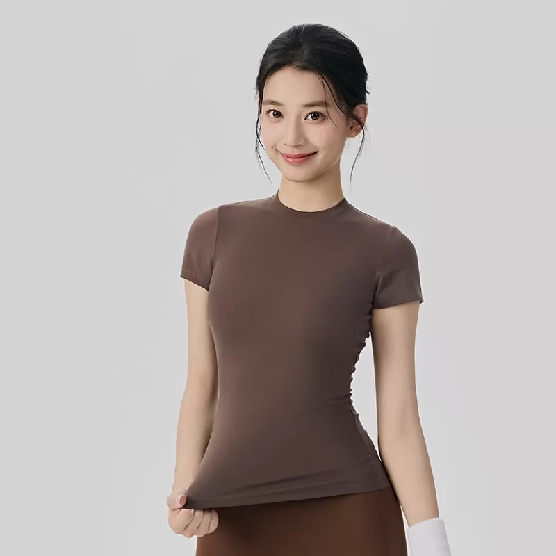 Workout Casual WomenSlim Breathable Yoga Wear Short Sleeve Sports Running Fitness Yoga T-shirt Tops FGBDWY116020-KJ