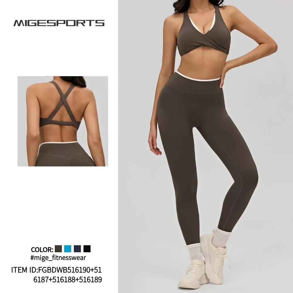 4 Piece Sets Fitness Clothings Yoga Suits Wear Set Workout Tracksuit Custom logo Outfits Gym Fitness Sets for Outdoor Training FGBDWB516190+516187+516188+516189