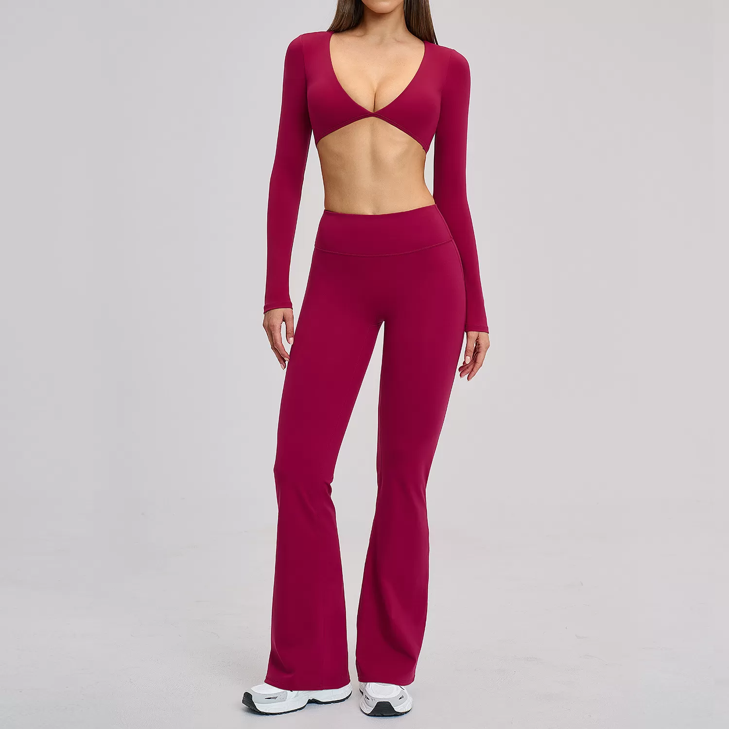 Raspberry long sleeves tops+pants