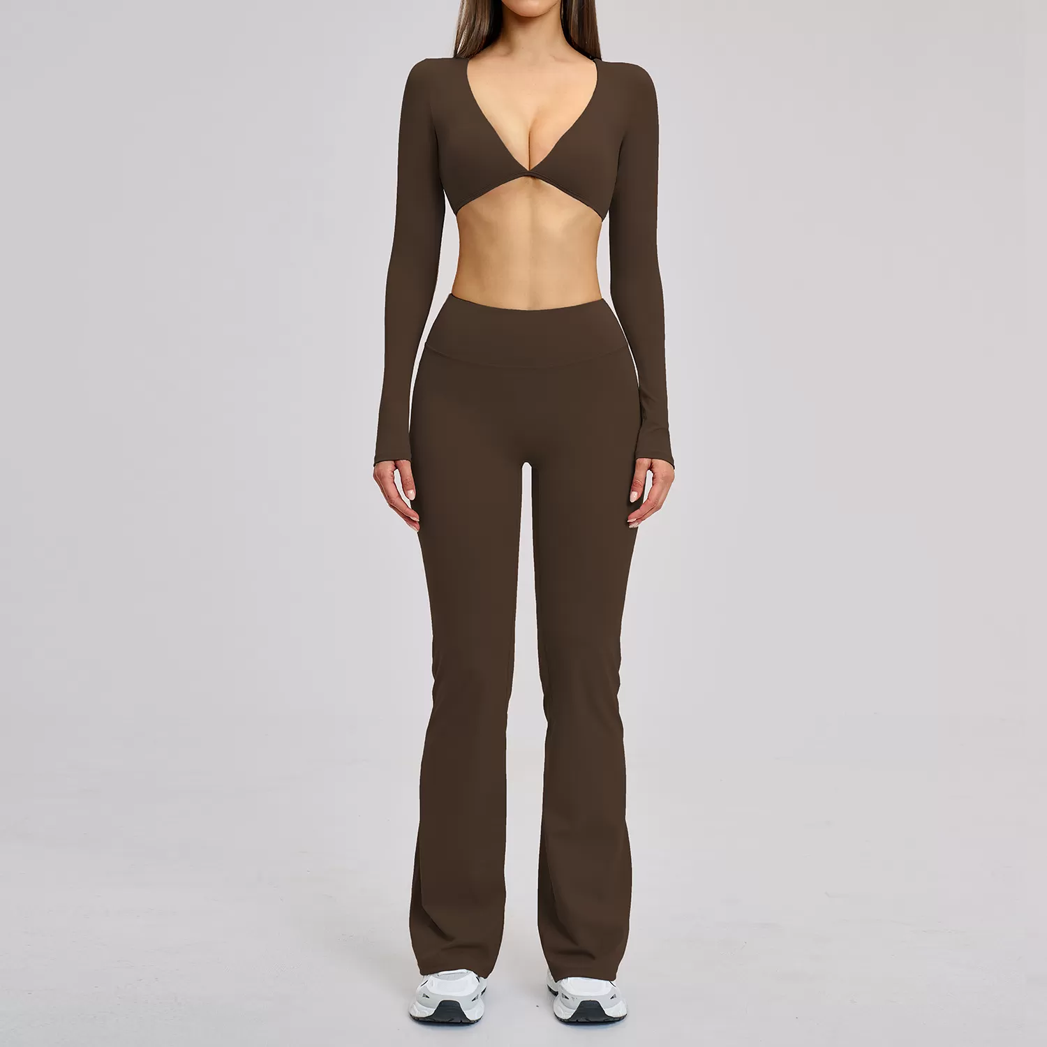 Coffee long sleeves tops+pants