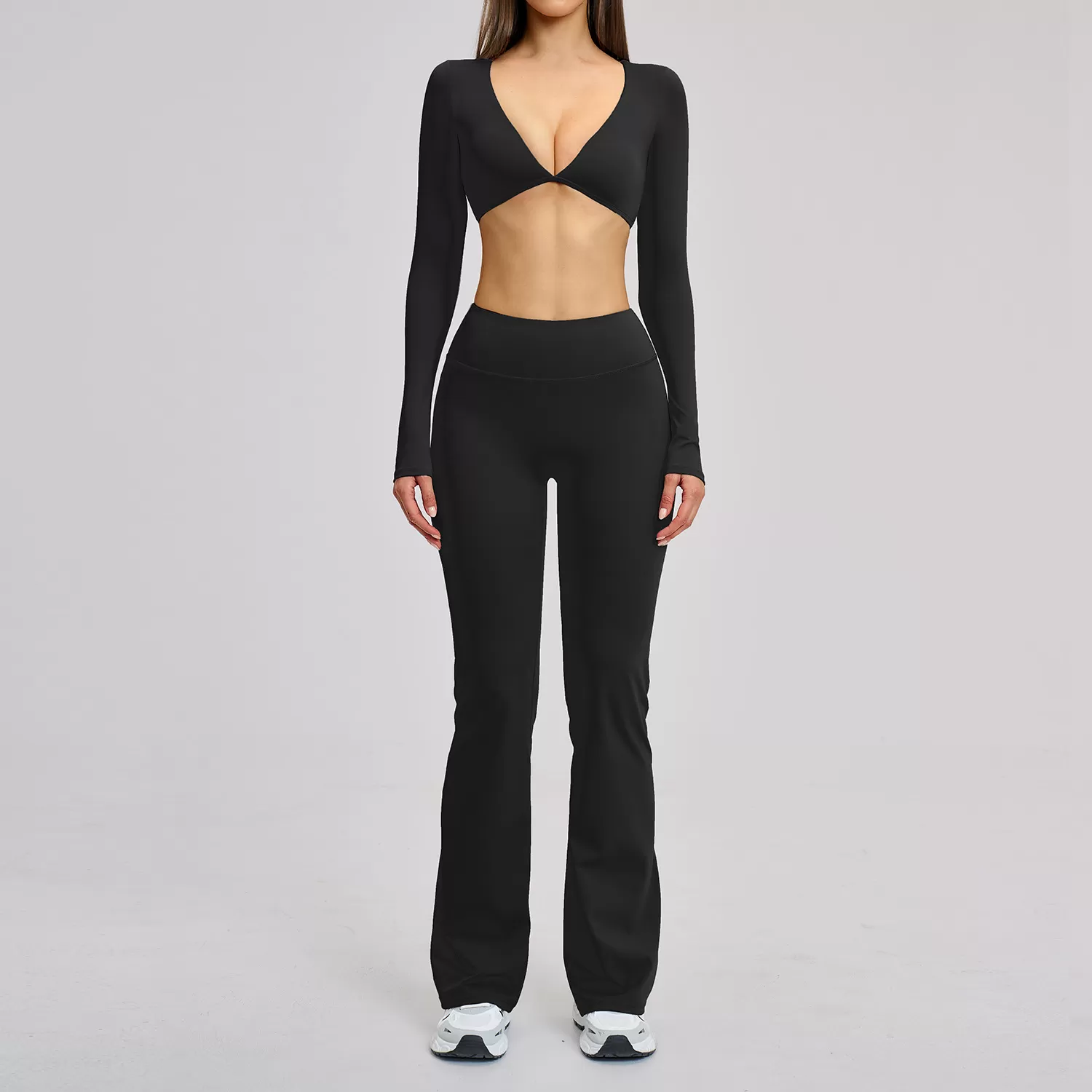 Black long sleeves tops+pants