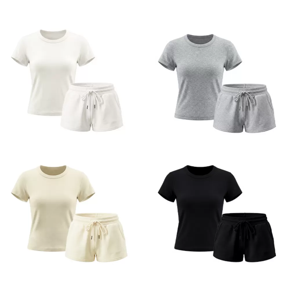 Women Clothing Sets 2 Piece Set Casual Fit Short Sleeve T-shirt and Shorts for Women FGB26026#36035#