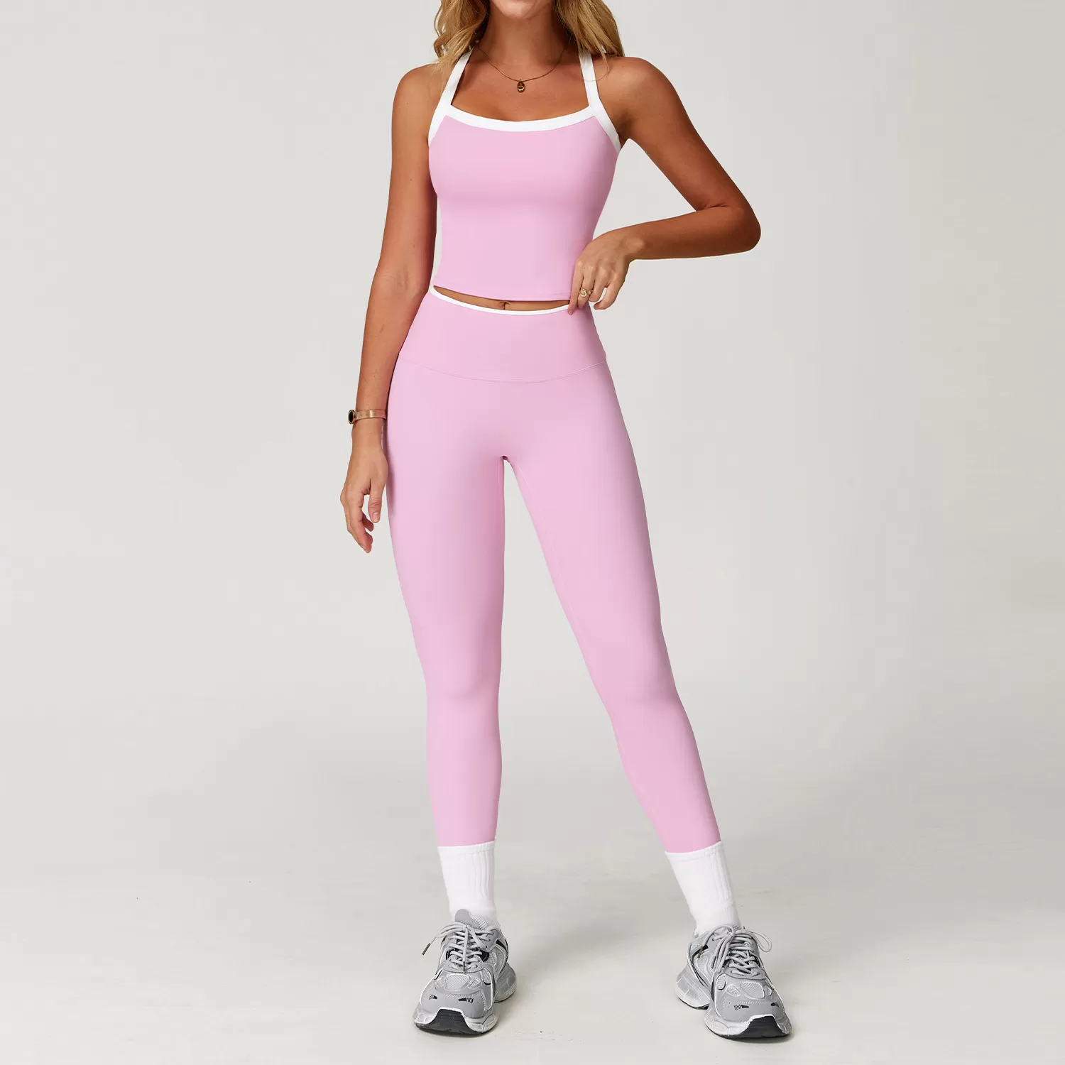 Baby pink singlets+leggings