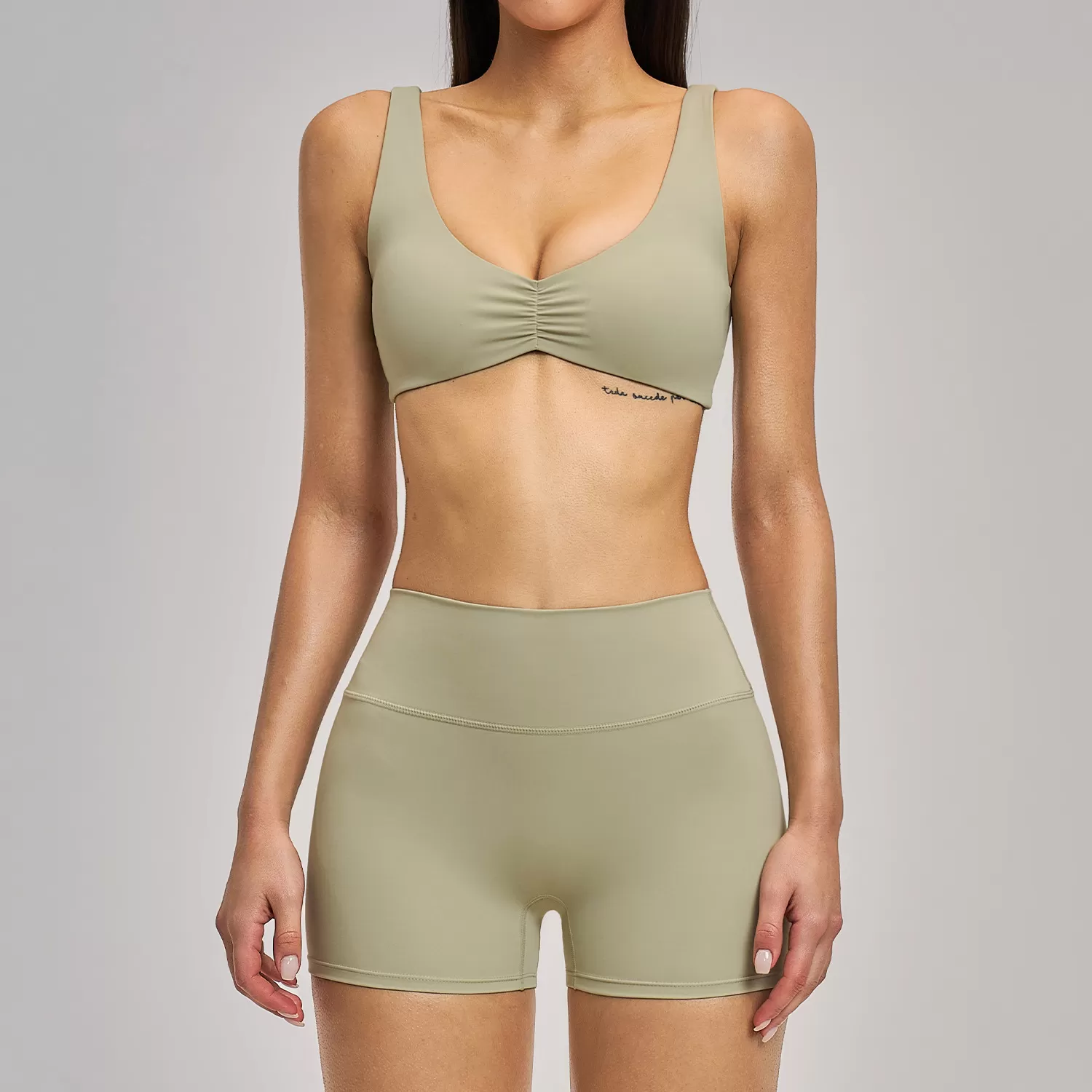 Moss green bra+shorts