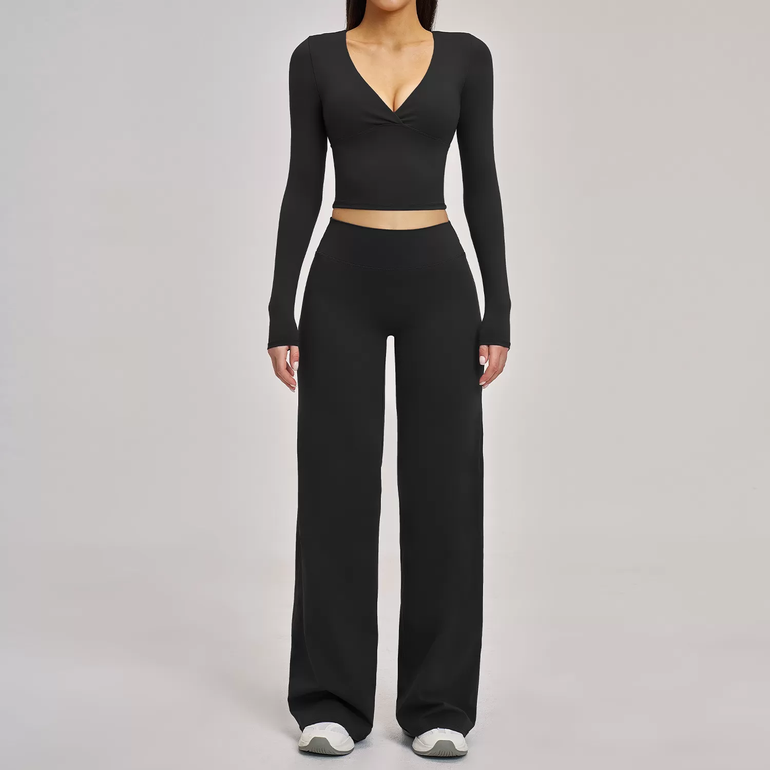 Black long sleeves tops+pants