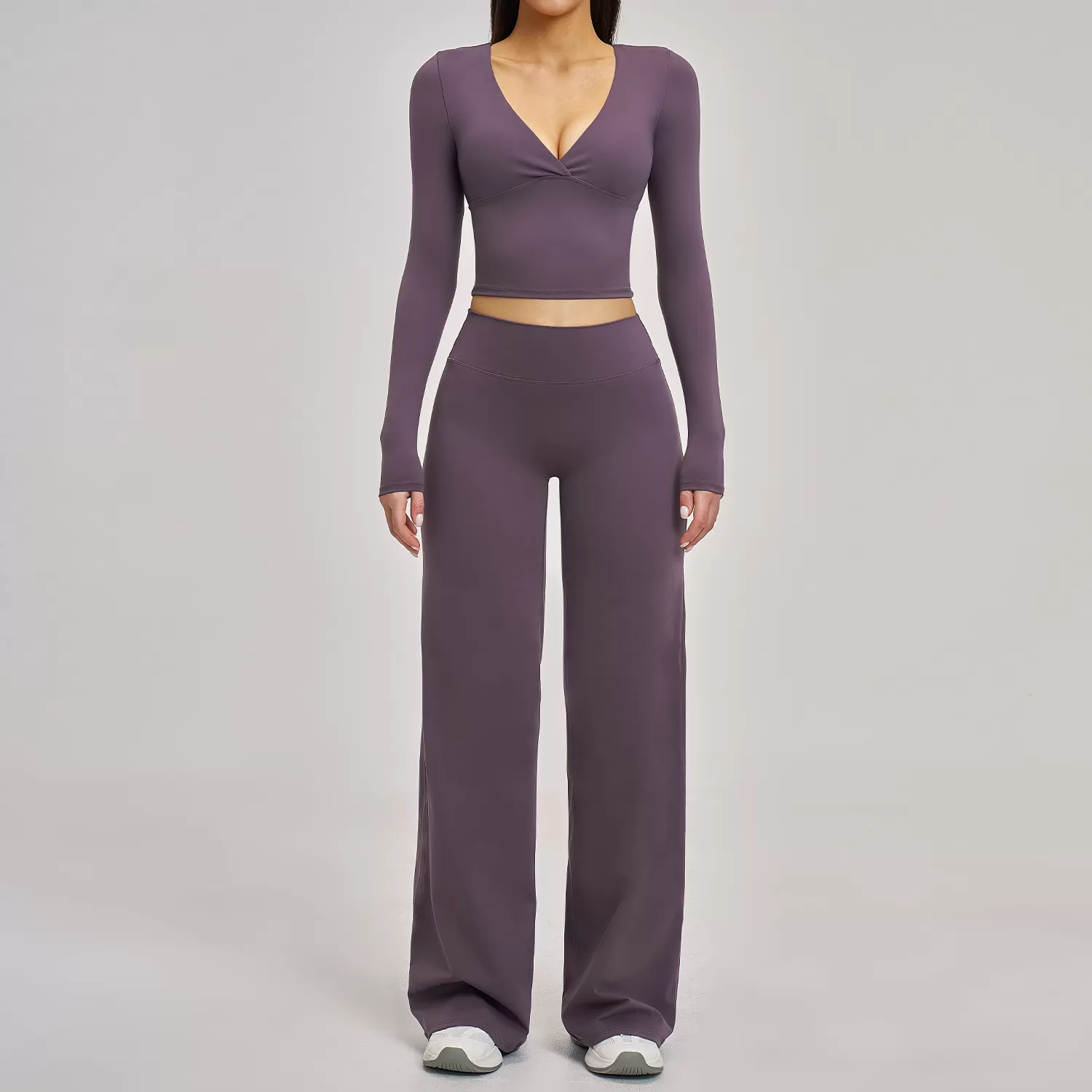 Eggplant long sleeves tops+pants