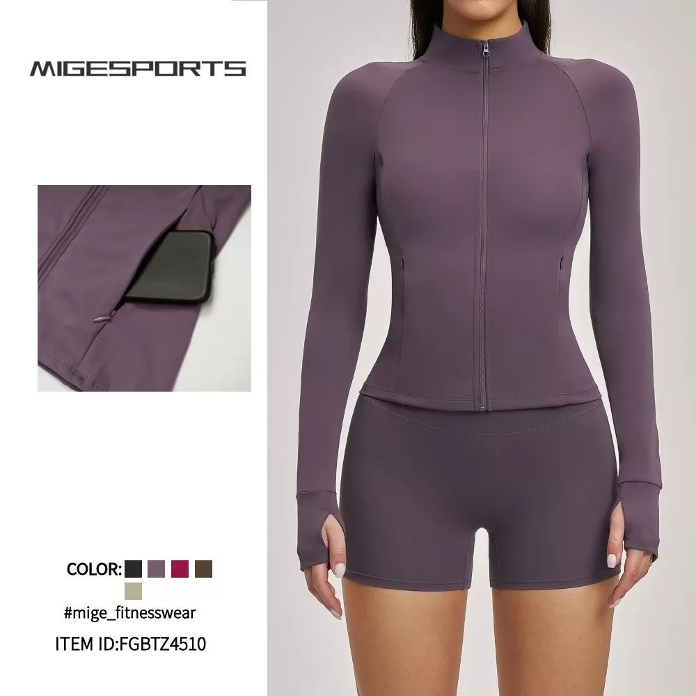 Sport High Waist Shorts Gym Fitness Jacket 2 Piece Workout Wear Women Sportswear Training Running Yoga Set FGBTZ4510