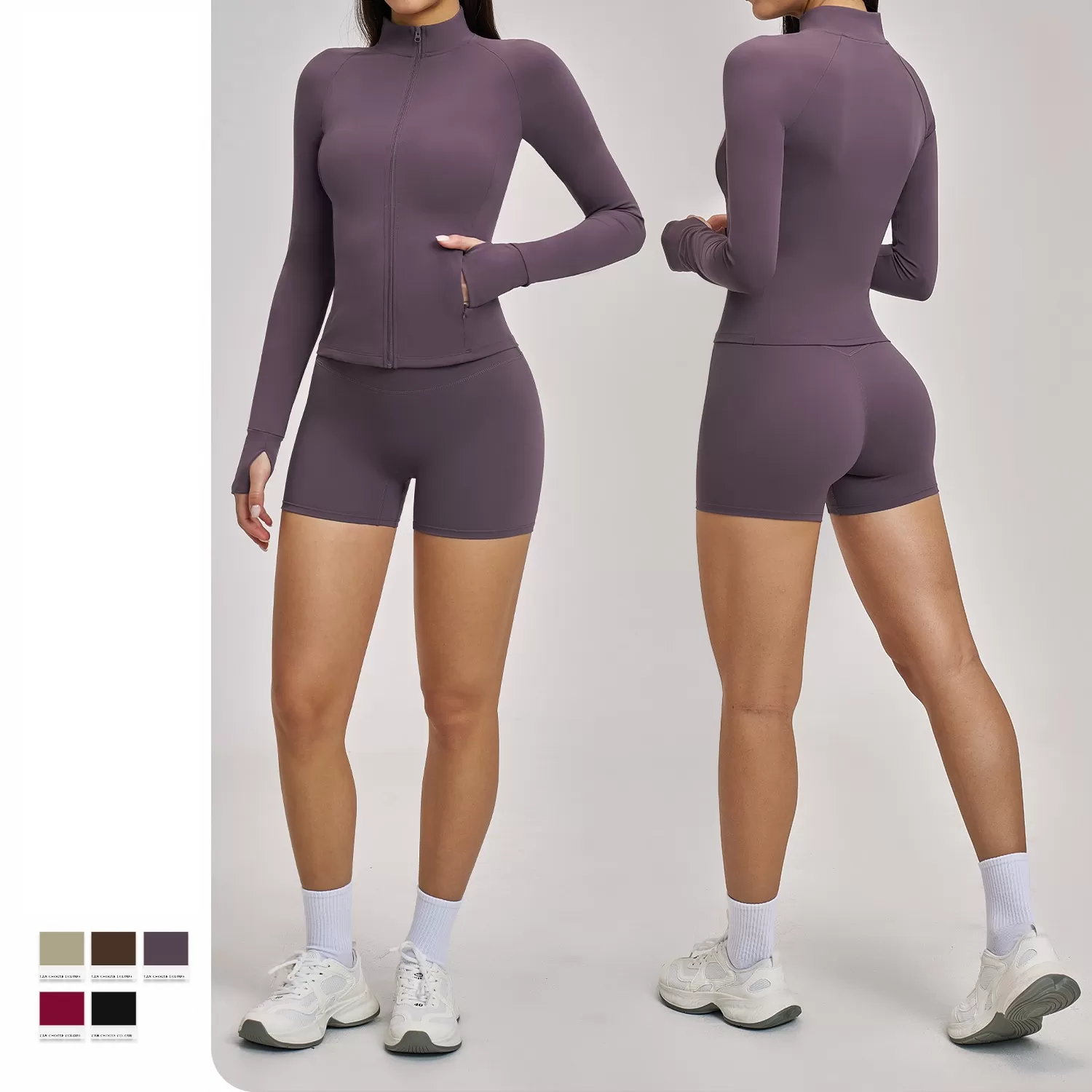 Sport High Waist Shorts Gym Fitness Jacket 2 Piece Workout Wear Women Sportswear Training Running Yoga Set FGBTZ4510