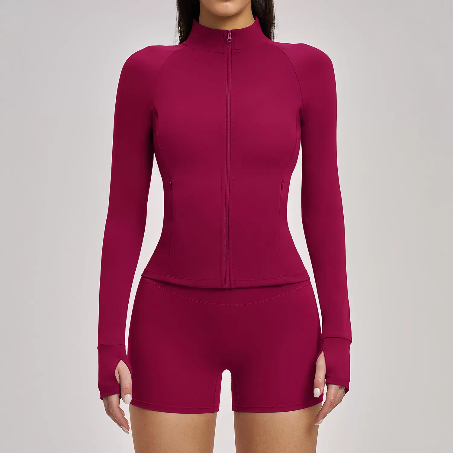 Sport High Waist Shorts Gym Fitness Jacket 2 Piece Workout Wear Women Sportswear Training Running Yoga Set FGBTZ4510