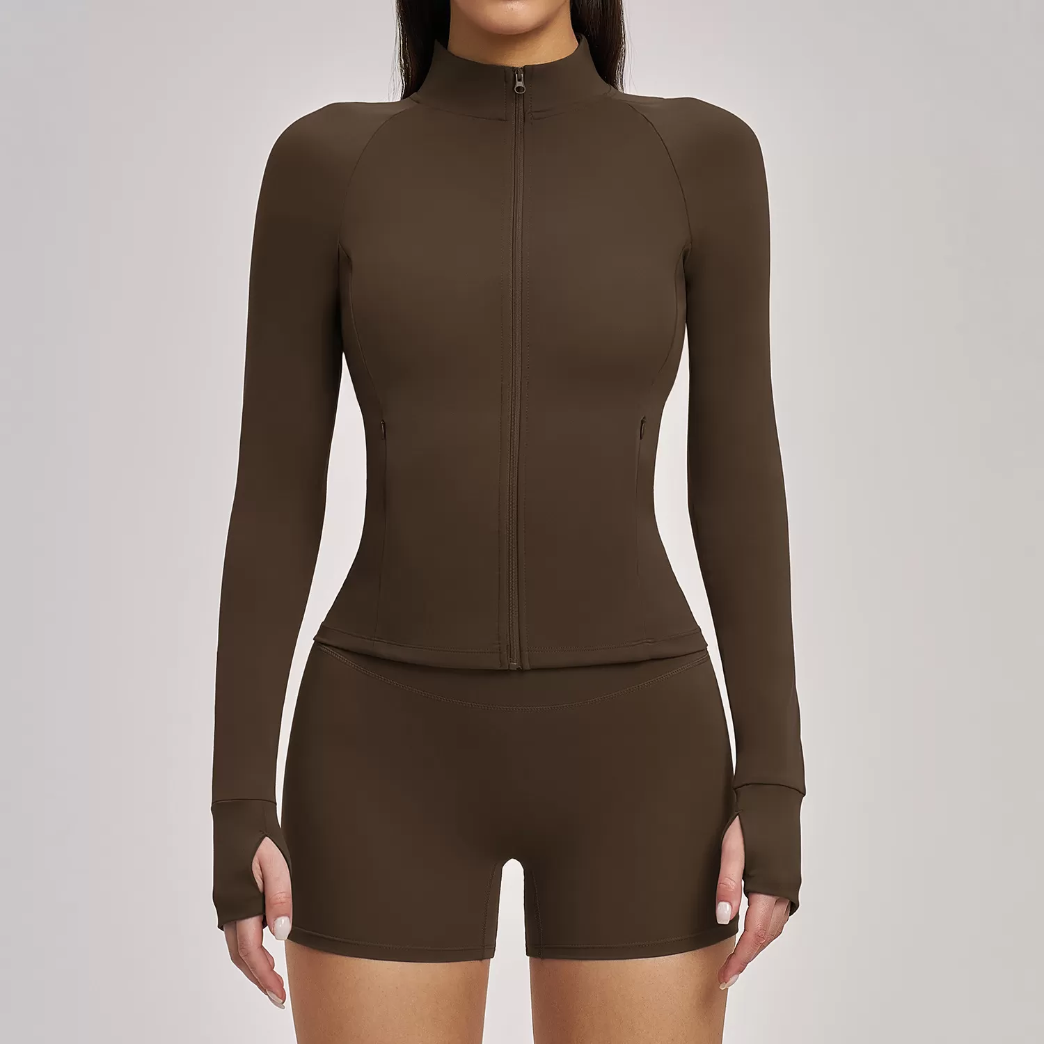 Sport High Waist Shorts Gym Fitness Jacket 2 Piece Workout Wear Women Sportswear Training Running Yoga Set FGBTZ4510