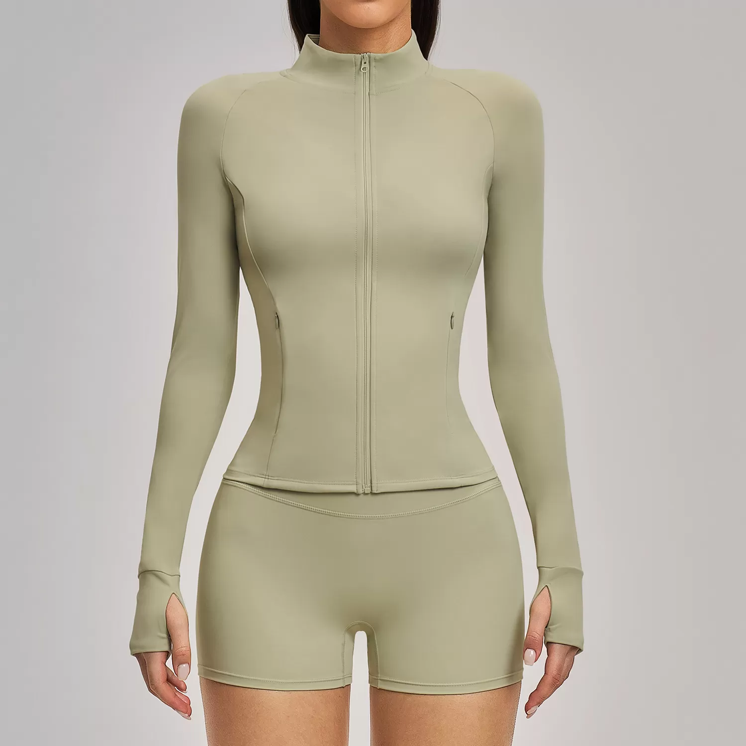 Moss green jackets+shorts