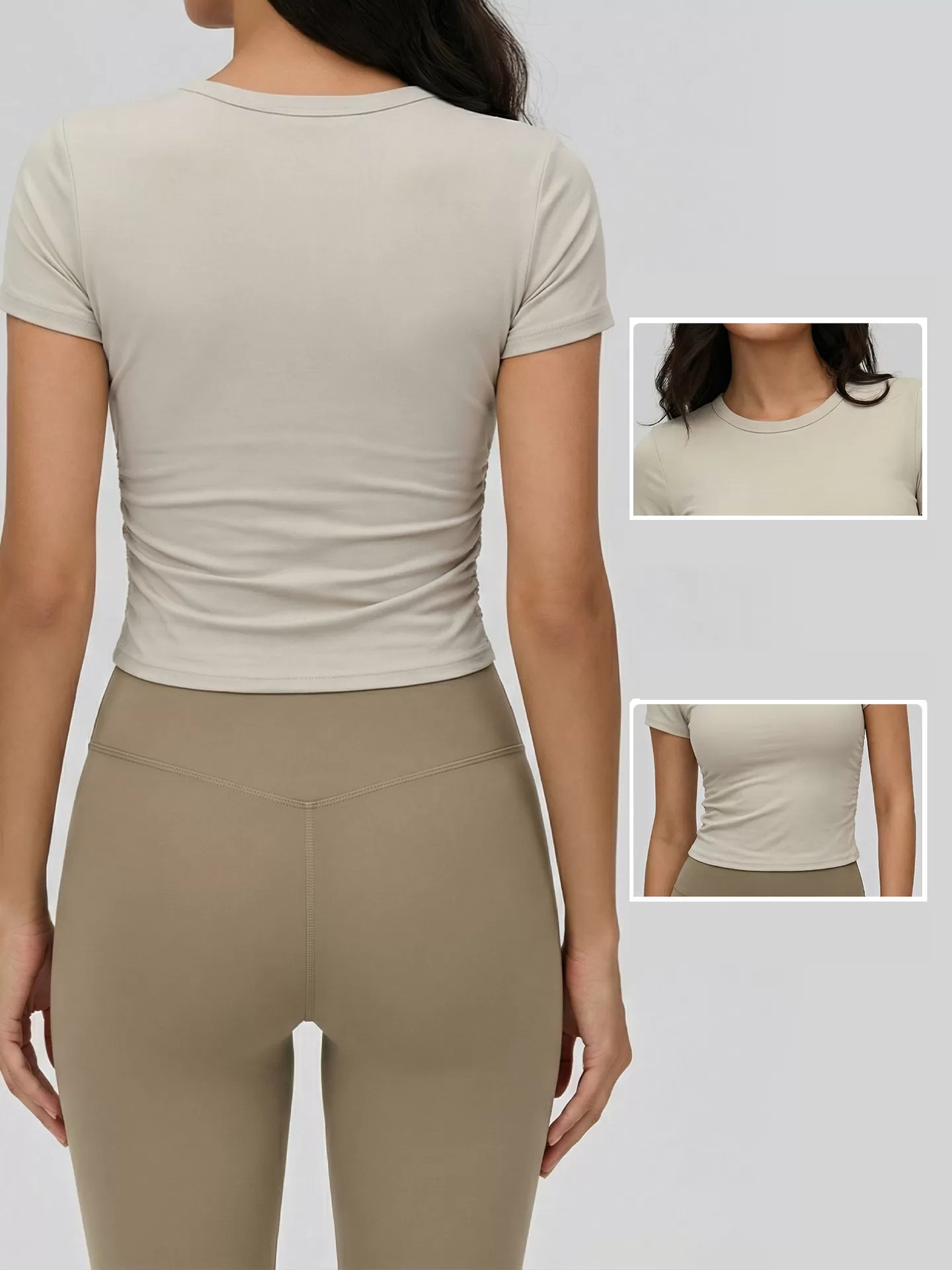 Custom Breathable Short Sleeved Tight Sports Yoga T-shirt Athletic Workout Wear Gym Running Yoga Top for Women FGBDWY116135